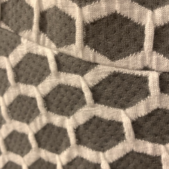 PIXLEY GRAY/WHITE KNIT DRESS SZ L SHEER INSET-BACK NECK V +ZIPPER BUST DARTS - Picture 4 of 8